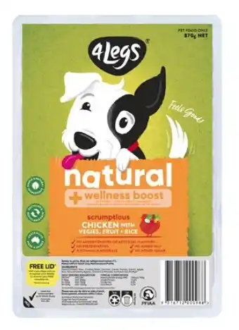 Coles 4 Legs Natural + Wellness Boost Dog Food 870g offer