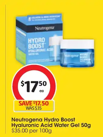 Coles Neutrogena Hydro Boost Hyaluronic Acid Water Gel 50g offer