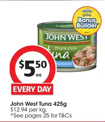 Coles John West Tuna 425g offer