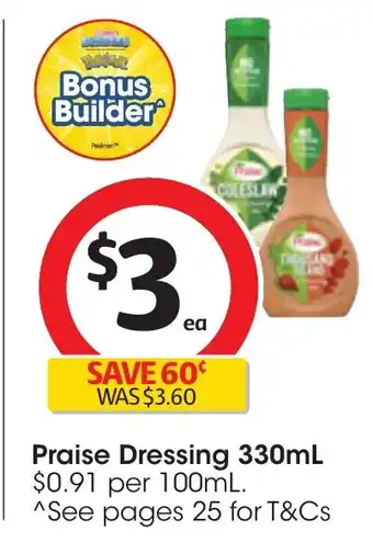 Coles Praise Dressing 330mL offer