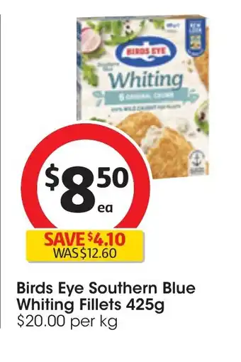 Coles Birds Eye Southern Blue Whiting Fillets 425g offer