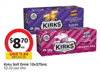 Coles Kirks Soft Drink 10x375mL offer