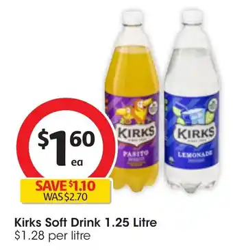 Coles Kirks Soft Drink 1.25 Litre offer
