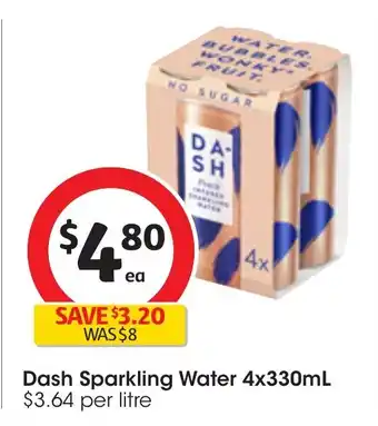 Coles Dash Sparkling Water 4x330mL offer