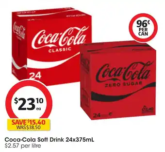 Coles Coca-Cola Soft Drink 24x375mL offer