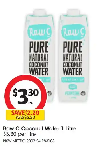 Coles Raw C Coconut Water 1 Litre offer