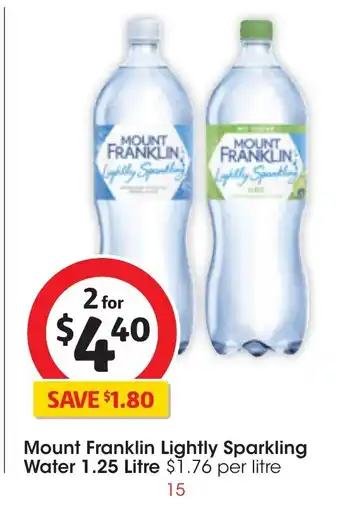Coles Mount Franklin Lightly Sparkling Water 1.25 Litre offer