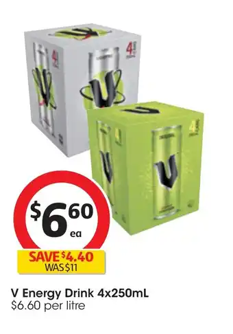 Coles V Energy Drink 4x250mL offer