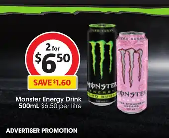 Coles Monster Energy Drink 500mL offer