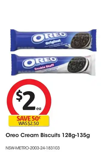 Coles Oreo Cream Biscuits 128g-135g offer