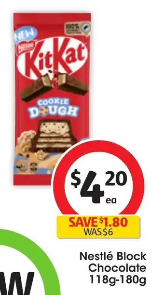 Coles Nestlé Block Chocolate 118g-180g offer