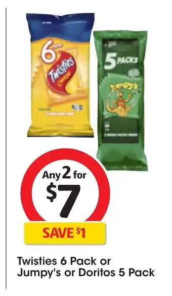 Coles Twisties 6 Pack or Jumpy's or Doritos 5 Pack offer
