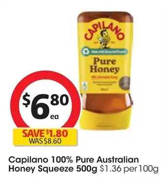 Coles Capilano 100% Pure Australian Honey Squeeze 500g offer