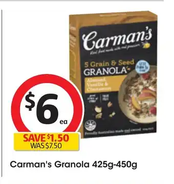 Coles Carman's Granola 425g-450g offer