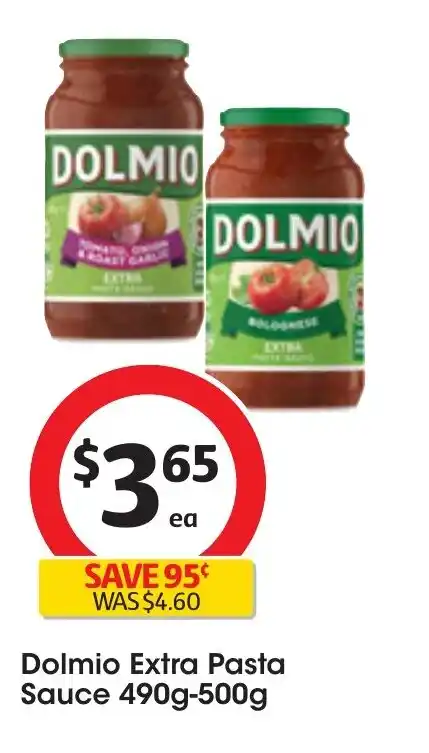 Dolmio Extra Pasta Sauce 490g-500g offer at Coles