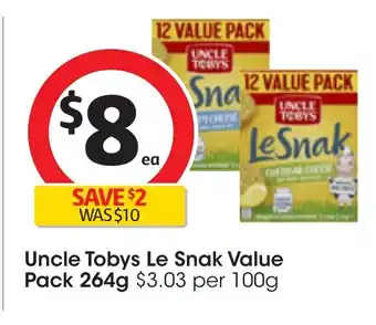 Coles Uncle Tobys Le Snak Value Pack 264g offer