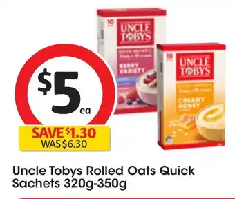 Coles Uncle Tobys Rolled Oats Quick Sachets 320g-350g offer