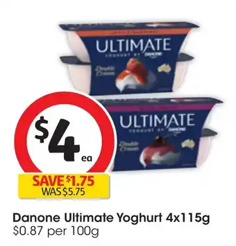 Coles Danone Ultimate Yoghurt 4x115g offer