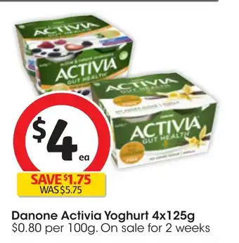 Coles Danone Activia Yoghurt 4x125g offer