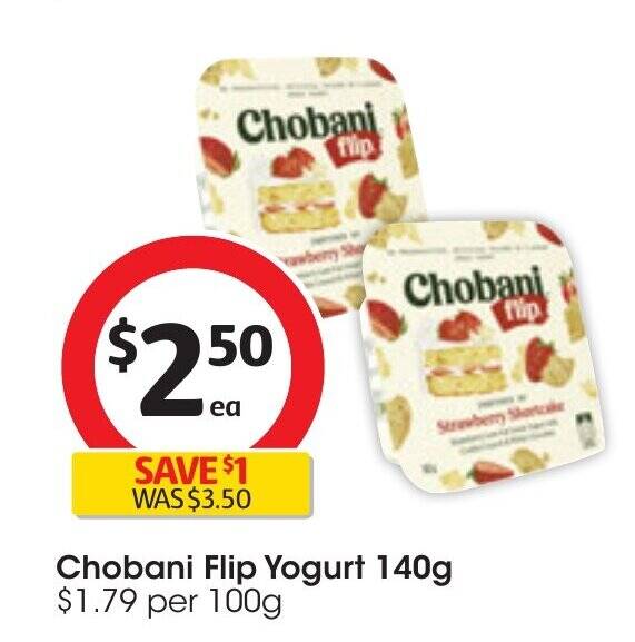 Chobani Flip Yogurt 140g offer at Coles