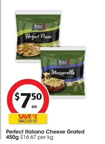 Coles Perfect Italiano Cheese Grated 450g offer