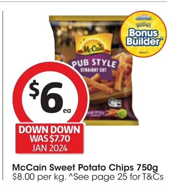 McCain Sweet Potato Chips 750g offer at Coles