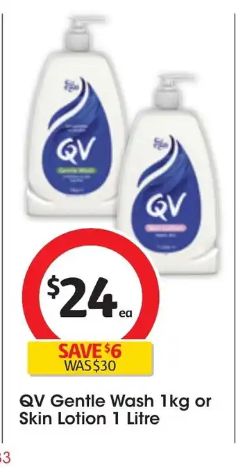 Coles QV Gentle Wash 1kg or Skin Lotion 1 Litre offer