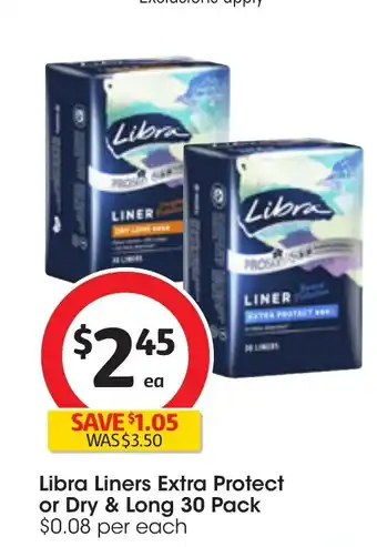 Coles Libra Liners Extra Protect or Dry & Long 30 Pack offer