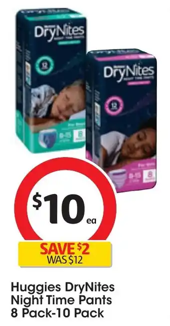 Coles Huggies DryNites Night Time Pants 8 Pack-10 Pack offer