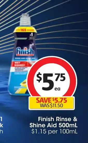 Coles Finish Rinse & Shine Aid 500mL offer
