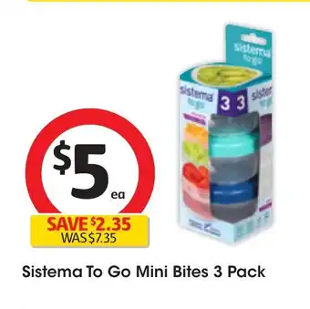 Coles Sistema To Go Mini Bites 3 Pack offer