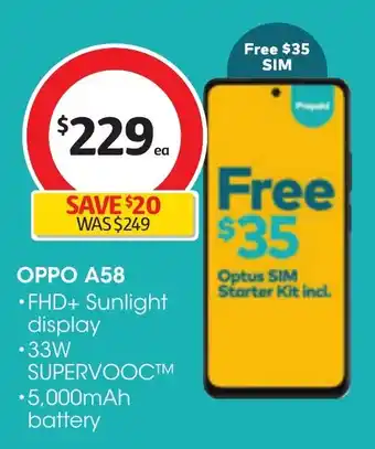 Coles OPPO A58 offer