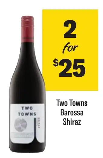Coles Two Towns Barossa Shiraz offer