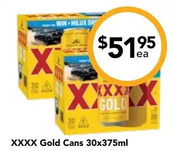 Drakes XXXX Gold Cans 30x375mL offer