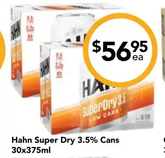 Drakes Hahn Super Dry 3.5% Cans 30x375ml offer