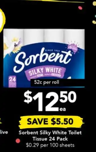 Drakes Sorbent Silky White Toilet Tissue 24 Pack offer