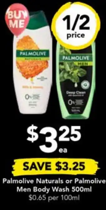 Drakes Palmolive Naturals or Palmolive Men Body Wash 500mL offer