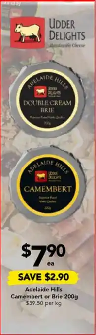 Drakes Adelaide Hills Camembert or Brie 200g offer