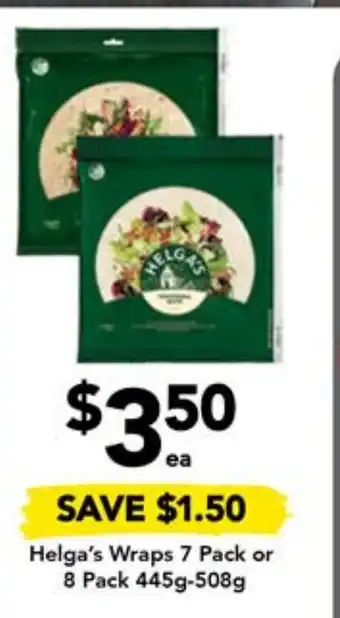 Drakes Helga's Wraps 7 Pack or 8 Pack 445g-508g offer