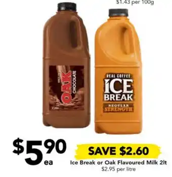 Drakes Ice Break or Oak Flavoured Milk 2lt offer