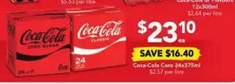 Drakes Coca-Cola Cans 24x375mL offer