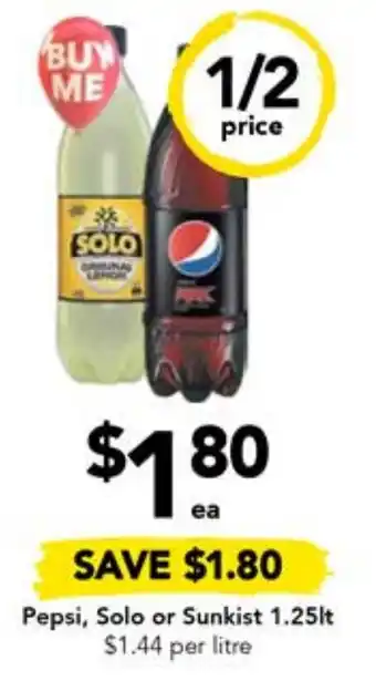 Drakes Pepsi, Solo or Sunkist 1.25lt offer