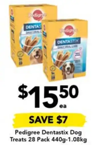 Drakes Pedigree Dentastix Dog Treats 28 Pack 440g-1.08kg offer