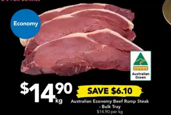 Drakes Australian Economy Beef Rump Steak - Bulk Tray offer