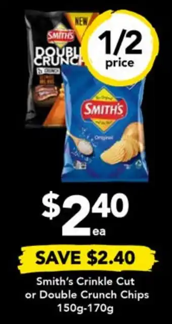 Drakes Smith's Crinkle Cut or Double Crunch Chips 150g-170g offer