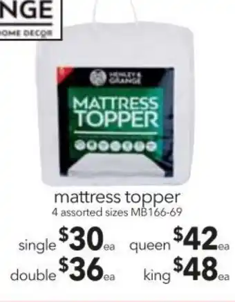 Cheap as Chips Henley & Grange Mattress Topper King offer