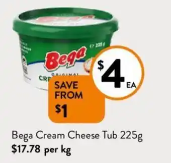 Foodworks Bega Cream Cheese Tub 225g offer