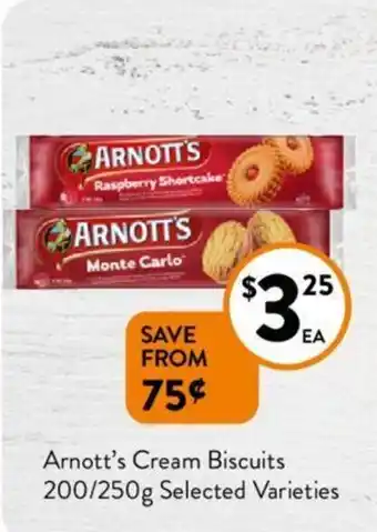 Foodworks Arnott's Cream Biscuits 200/250g offer