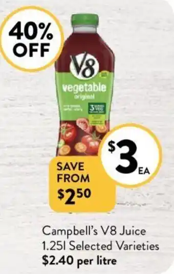 Foodworks Campbell's V8 Juice 1.25L offer