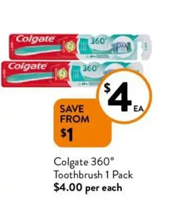 Foodworks Colgate 360° Toothbrush 1 Pack offer